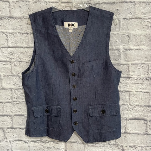 Joseph Abboud Other - Joseph Abboud Blue Herringbone Linen Vest